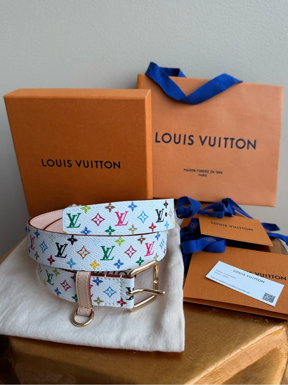 NWT Louis Vuitton x Takashi Murakami - LV D-Ring 30mm belt, size 80cm (32 in)